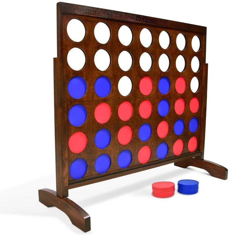 Photo 1 of GoSports Giant Portable 4 in a Row Game Dark Wood Stain - Huge 4 Foot Width - with Rules and Carry Bag
