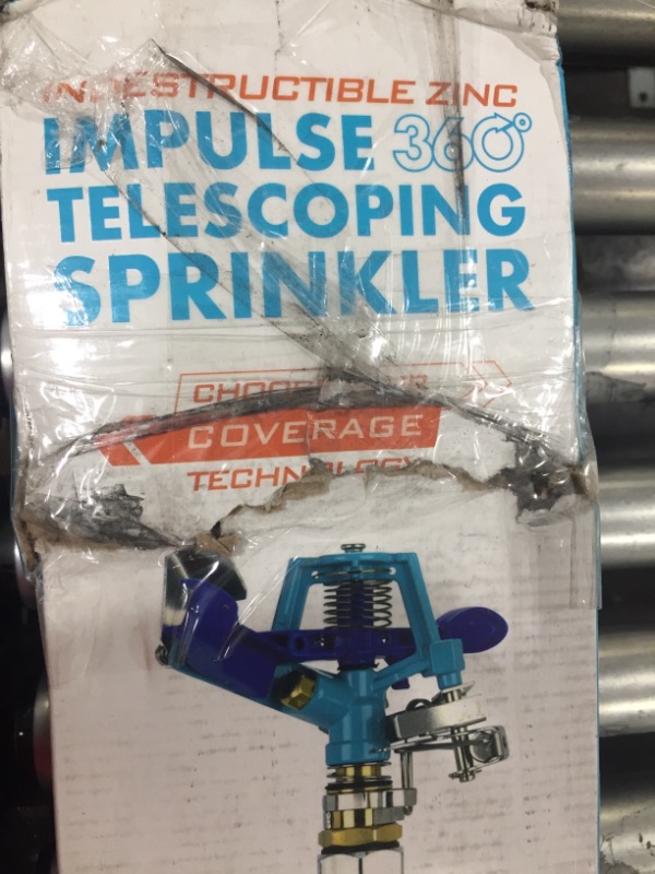 Photo 3 of Aqua Joe Aj-Ist72zm Indestructible Zinc Impulse 360-Degree Telescoping Tripod Sprinkler, Customizable Coverage, Extends Blue Medium
