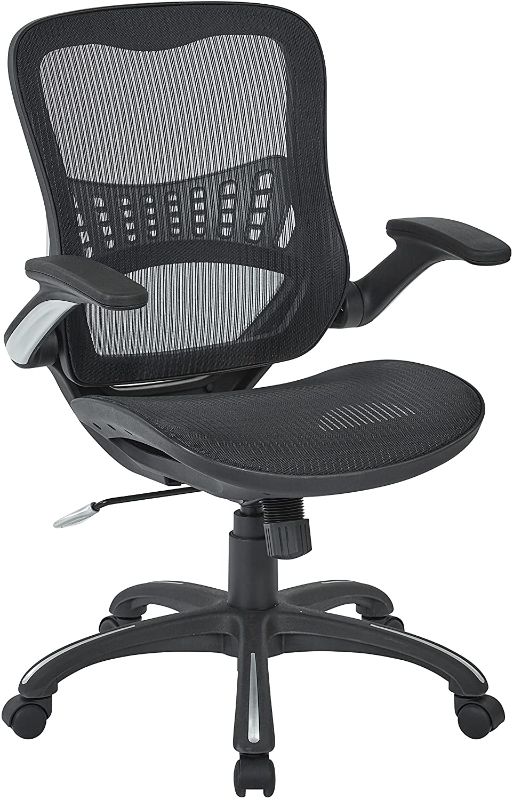 Photo 1 of Office Star Riley Ventilated Manager's Office Desk Chair with Breathable Mesh Seat and Back, Black Base, Black