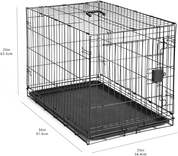 Photo 1 of Amazon Basics Foldable Metal Wire Dog Crate with Tray, Single Door, 36 Inch
