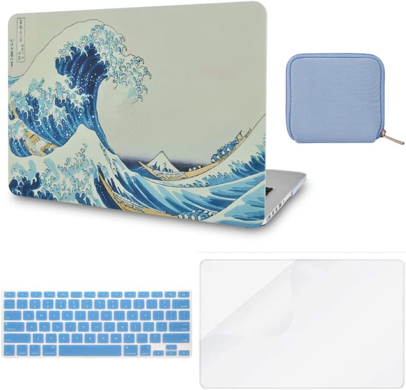 Photo 1 of RITAYAN Compatible with MacBook Pro 13 inch Case 2022-2016 Release M2 A2338 M1 A2289 A2251 Touch Bar Plastic Hard Shell + Pouch + Keyboard Cover + Screen Protector (Japanese Wave)