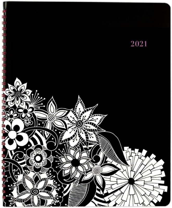 Photo 1 of 2021 Weekly & Monthly Planner by Cambridge, 8-1/2" x 11", Large, Premium, FloraDoodle, Black/White (589-905-21)