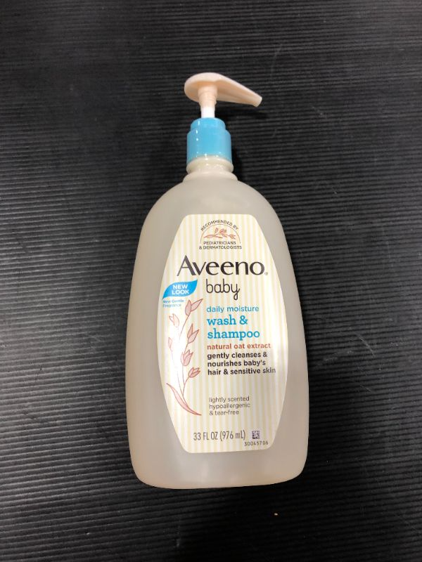 Photo 2 of Aveeno Baby Daily Moisture Gentle Bath Wash & Shampoo with Natural Oat Extract, Hypoallergenic, Tear-Free & Paraben-Free Formula for Sensitive Hair & Skin, Lightly Scented, 33 fl. oz