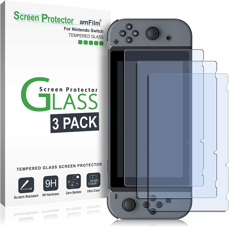 Photo 1 of amFilm Tempered Glass Screen Protector for Nintendo Switch 2017 (3-Pack)