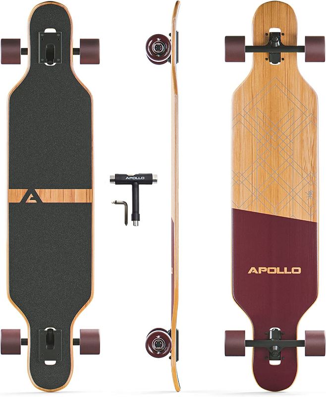 Photo 1 of APOLLO Longboard Skateboards - Premium Long Boards for Adults, Teens and Kids. Cruiser Long Board Skateboard. Drop Through Longboards Made of Bamboo & Fiberglass - High-Speed Bearings & T-Tool