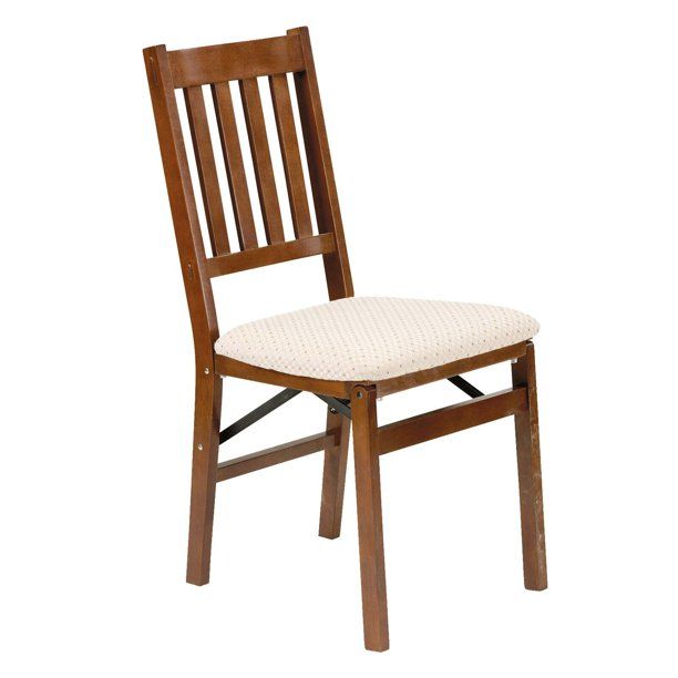 Photo 1 of Arts and Craft Harwood folding chair with blush upholstery - Fruitwood