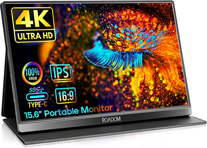 Photo 1 of 
4K Portable Monitor - ROADOM 15.6" 3840x2160 UHD Dual USB-C Laptop Monitor,Game Monitor 100% sRGB,400cd/? HDR FreeSync,Computer Display IPS Screen Speaker Cover for Mac Laptop PC Phone PS5 Xbox Switch

