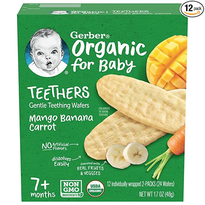 Photo 1 of Gerber Snacks for Baby Teethers, Organic Gentle Teething Wafers, Mango Banana Carrot, 1.7 Ounce, 12 Count Box
2 PACK EXPIRES SEPT 28 2022