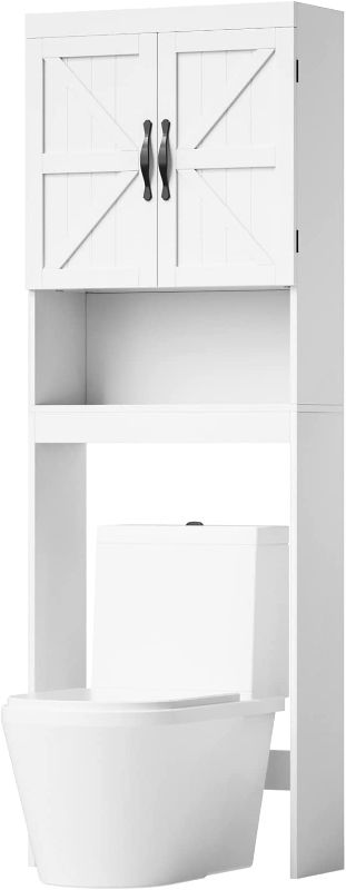 Photo 1 of  Over The Toilet Storage Cabinet, Bathroom Spacesaver with Adjustable Shelf, 2-Door Toilet Storage Rack, White