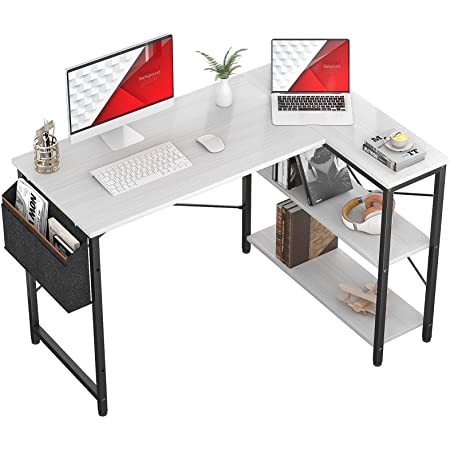 Photo 1 of L Shaped Computer Desk, Homieasy 47 Inch L-Shaped Corner Desk with Reversible Storage Shelves for Home Office Workstation