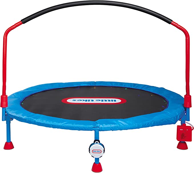 Photo 1 of Little Tikes 4.5 ft Lights 'n Music Trampoline for Kids with LED Lights, Bluetooth, Foldable Trampoline with Safety Handle, Indoor Outdoor