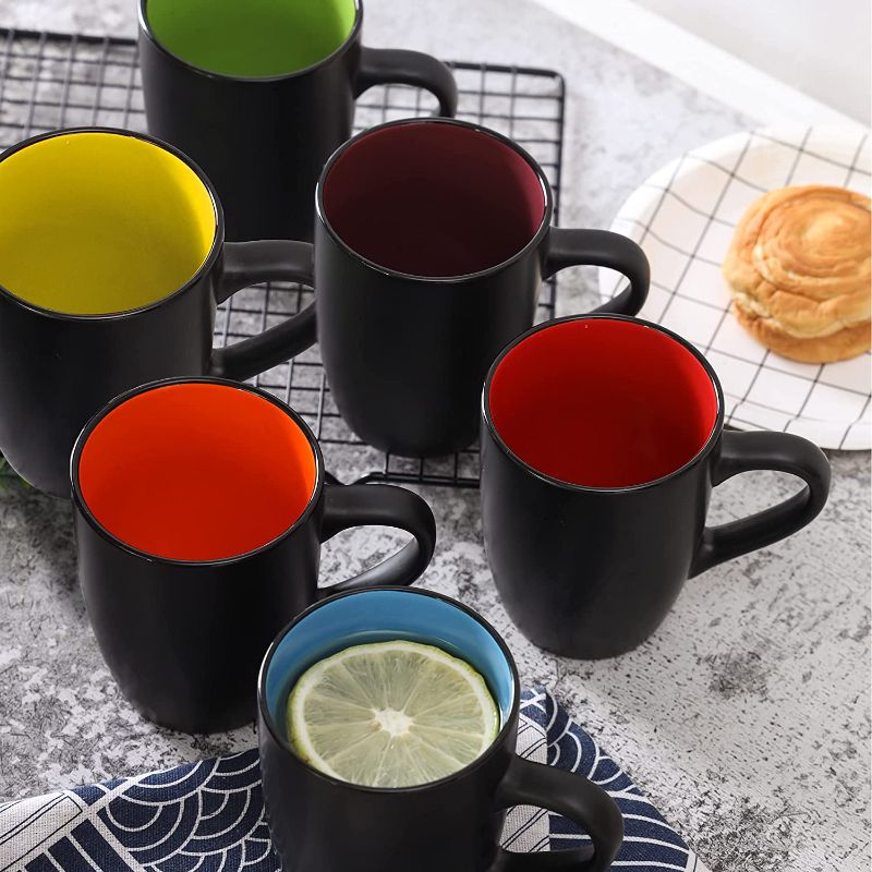 Photo 1 of XJUNCUMU Matte Coffee Mug Set of 6, 16OZ Two-tone Glaze Ceramic Coffee Cups