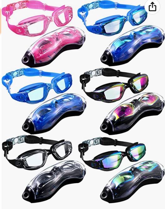 Photo 1 of 4 Pack Swim Goggles Swimming Goggles No Leaking Full Protection Glasses for Men Women Youth UV Protection Fog Proof Swim Goggles with Nose Clips Ear Plugs Storage Boxes
