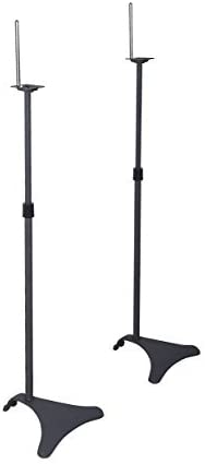 Photo 1 of Atlantic Adjustable Height Satellite Speaker Stands, Tool-Free Height Adjustment from 27 to 49 inch, Heavy-Duty Powder-Coated Cast-Iron Base, Integrated Wire Management PN 77305018, 2-pc pair in Black
