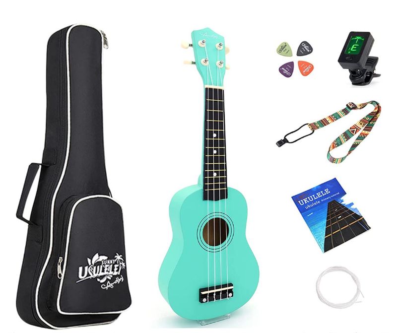 Photo 1 of Amdini 21 inch Soprano Ukulele Basswood Acoustic Mini Guitar for Beginner Starter with Case Strap Tuner Picks Strings Primary Tutorial
