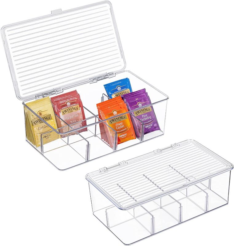 Photo 1 of 2 Pack Stackable Tea Bag Organizer, Vtopmart Plastic Tea Storage Box for Kitchen Pantry Cabinets and Countertops, Holder for Tea Bags, Coffee, Sugar Packets, Small Packets
