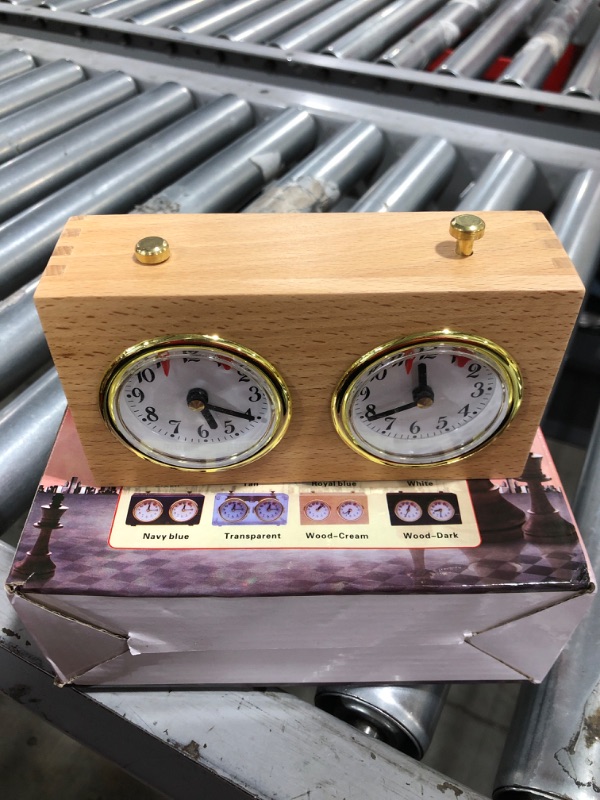 Photo 2 of Professional Analog Wood Chess Clock Timer - Wind-Up Mechanism - No Battery Needed
