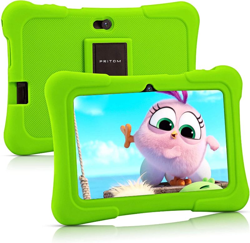 Photo 1 of Pritom 7 inch Kids Tablet | Quad Core Android 10.0, 16GB ROM | WiFi,Bluetooth,Dual Camera | Educationl,Games,Parental Control,Kids Software Pre-Installed with Kids-Tablet Case (Green)
