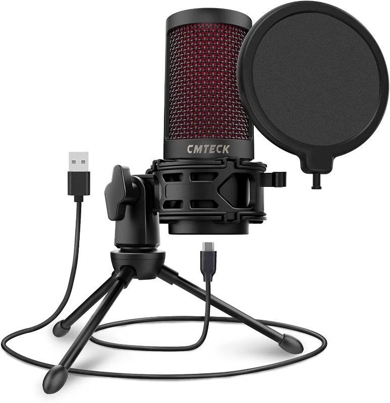 Photo 1 of USB Microphone, CMTECK XM550 Podcast Microphone with Pop Filter & Mute Button, Compatible Desktop Computer and Laptop
