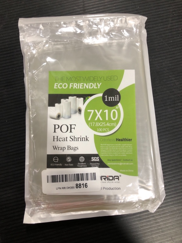 Photo 1 of 100 Pieces Heat Shrink Wrap Bags 7 x 10 Inch Clear Odorless Heat Shrink Film Wrap POF Heat Shrink Wrap for Bottles, DIY Handmade Crafts, Shoes Dust-Proof Packaging
