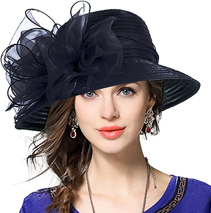 Photo 1 of VECRY Lady Derby Dress Church Cloche Hat Bow Bucket Wedding Bowler Hats
