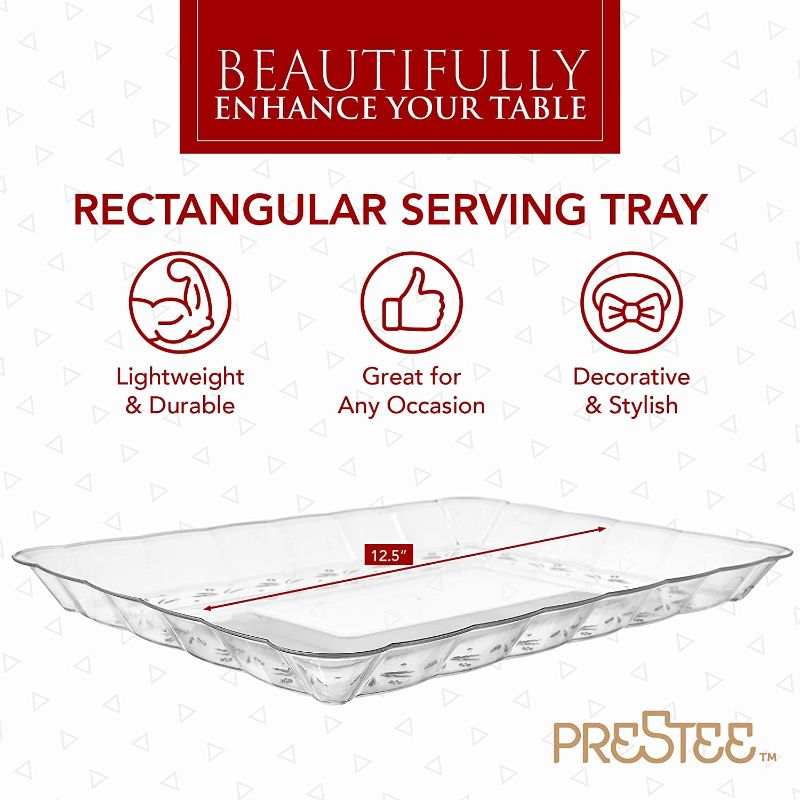 Photo 1 of 4 Plastic Serving Trays – Serving Platters | 9"X13" | Rectangular Disposable Party Platters and Trays | Clear Disposable Serving Trays for Parties | Party Serving Trays and Platters
