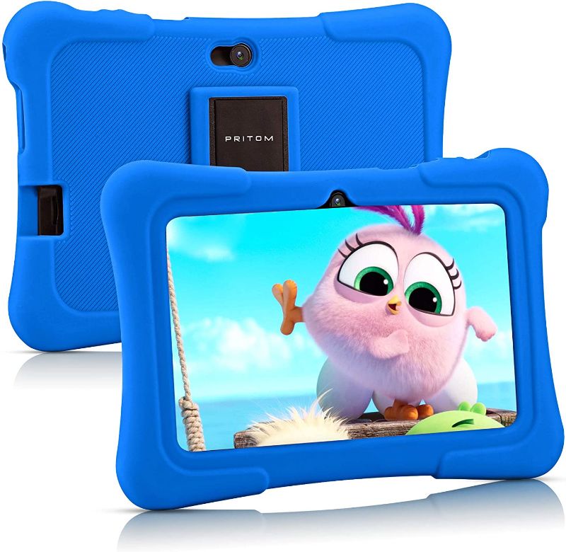 Photo 1 of Pritom 7 inch Kids Tablet, Quad Core Android 10, 16GB, WiFi, Bluetooth, Dual Camera, Educationl, Games,Parental Control, Kids Software Pre-Installed with Kids-Tablet Case (Dark Blue)
