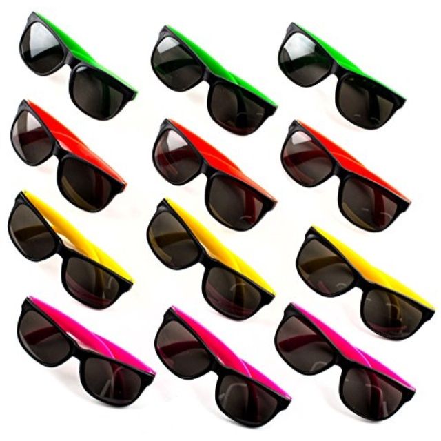 Photo 1 of 24 Neon Sunglasses for Kids and Adults - Bulk Party Favors for Kid, Goody Bag Fillers, Stocking Stuffers, Bulk Party Pack of 2 Dozen by Neliblu
