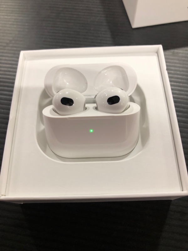 Photo 2 of Apple AirPods in-Ear Truly Wireless Headphones (3rd Generation) with MagSafe Charging Case - White
