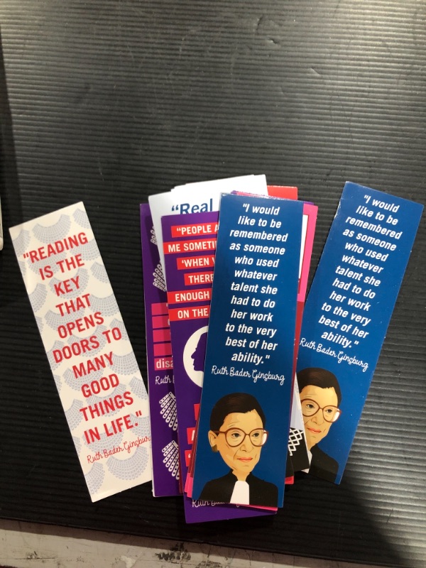 Photo 2 of 36-Pack of Ruth Bader Ginsburg Paper Bookmarks. Perfect for Women, Girls and Lawyers. These Cool, Cute, & Fun Book Marks Have Inspirational, Motivational Quotes by Feminist Judge "Notorious RBG".
