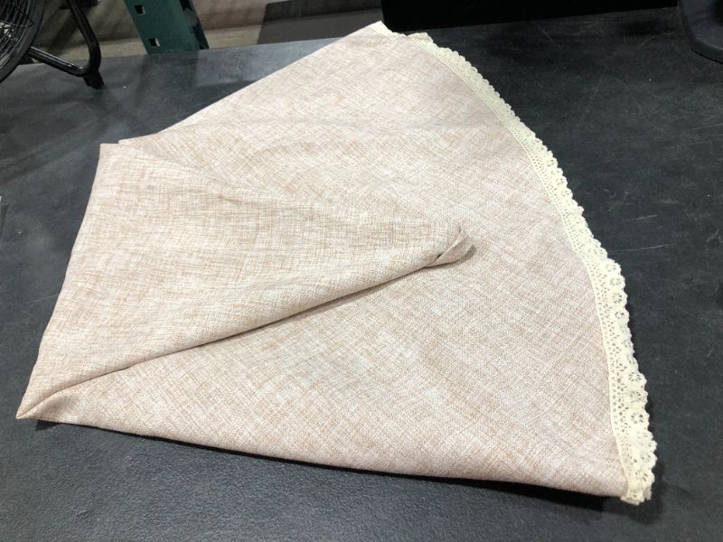 Photo 2 of 120" Beige Linen Round Tablecloth,