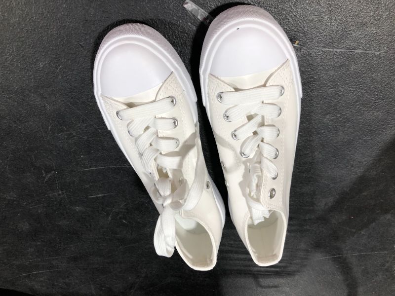 Photo 1 of Women's Size 6-37 Lace Up Canvas Fabric Bright White Shoes