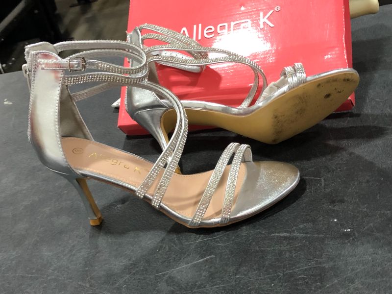 Photo 1 of Allegra K Divine Double Strap Sandals Silver Metallic Size 8 (Packaging damaged but item inside are good condition)