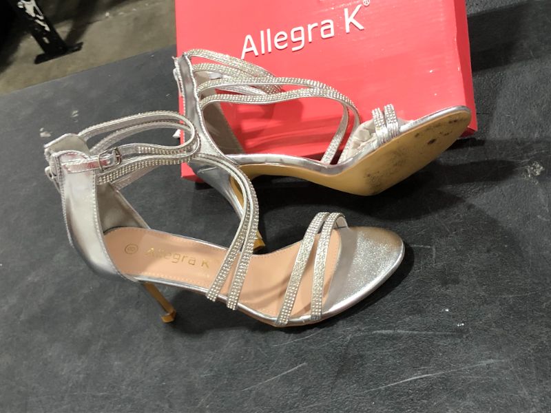 Photo 2 of Allegra K Divine Double Strap Sandals Silver Metallic Size 8 (Packaging damaged but item inside are good condition)