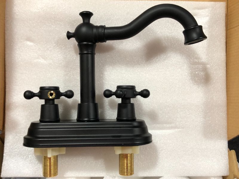 Photo 1 of 25388 Black Bathroom Faucet Matte Black Mixer Double Handles  