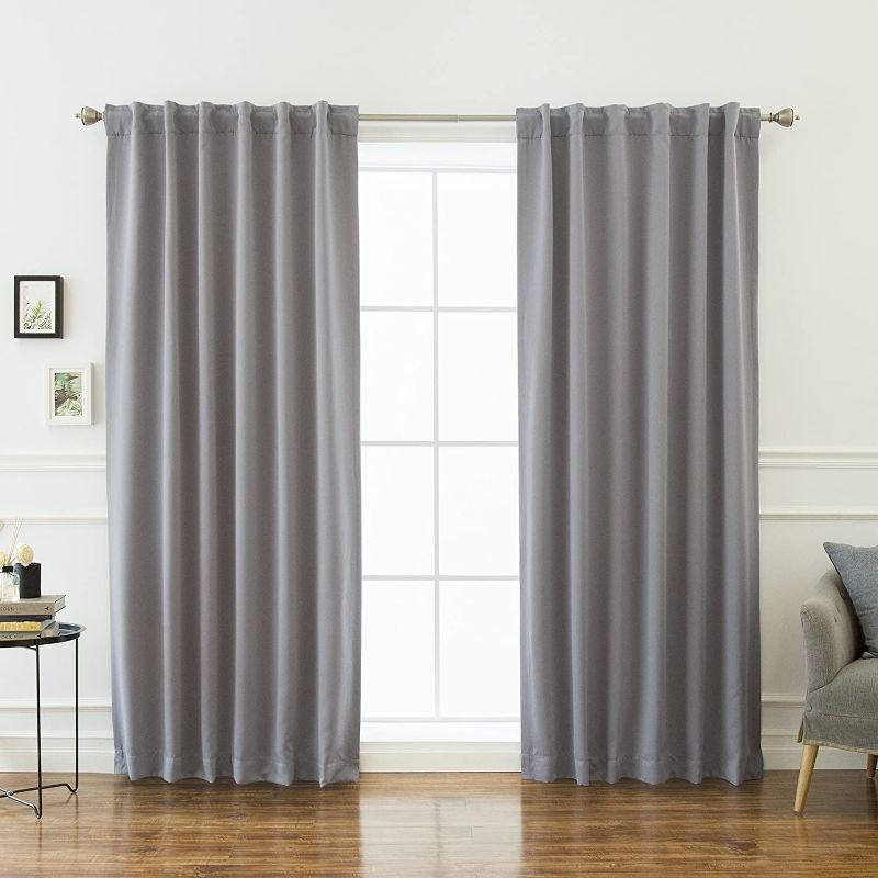 Photo 1 of Best Home Fashion Thermal Insulated Blackout Curtains - Back Tab/ Rod Pocket - Grey - 52" W x 132" L - (Set of 2 Panels)
