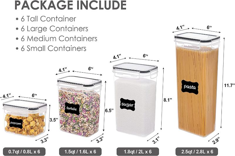 Photo 1 of Airtight Food Storage Containers with Lids, Vtopmart 24 pcs Plastic Kitchen and Pantry Organization Canisters for Cereal, Dry Food, Flour and Sugar, BPA Free, Includes 24 Labels
