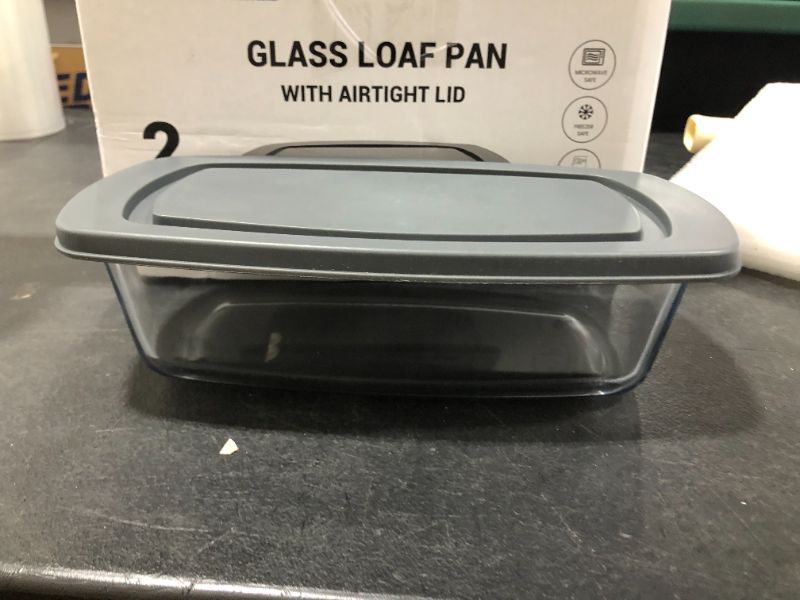 Photo 3 of 4-Piece Glass Container Set for Food Storage; 2 Tempered Glass Loaf Pans with Airtight Lids, BPA-Free; Lunch Pans Great For Meat, Bread, Pasta and More. 2 Qts.
