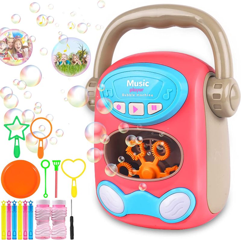 Photo 1 of Bubble Machine for Kids, Bubble Blower Maker with Solutions Party Favors Gifts for Toddlers Boys Girls Baby, Bubbles Toys for Outdoor Birthday Wedding Parties
