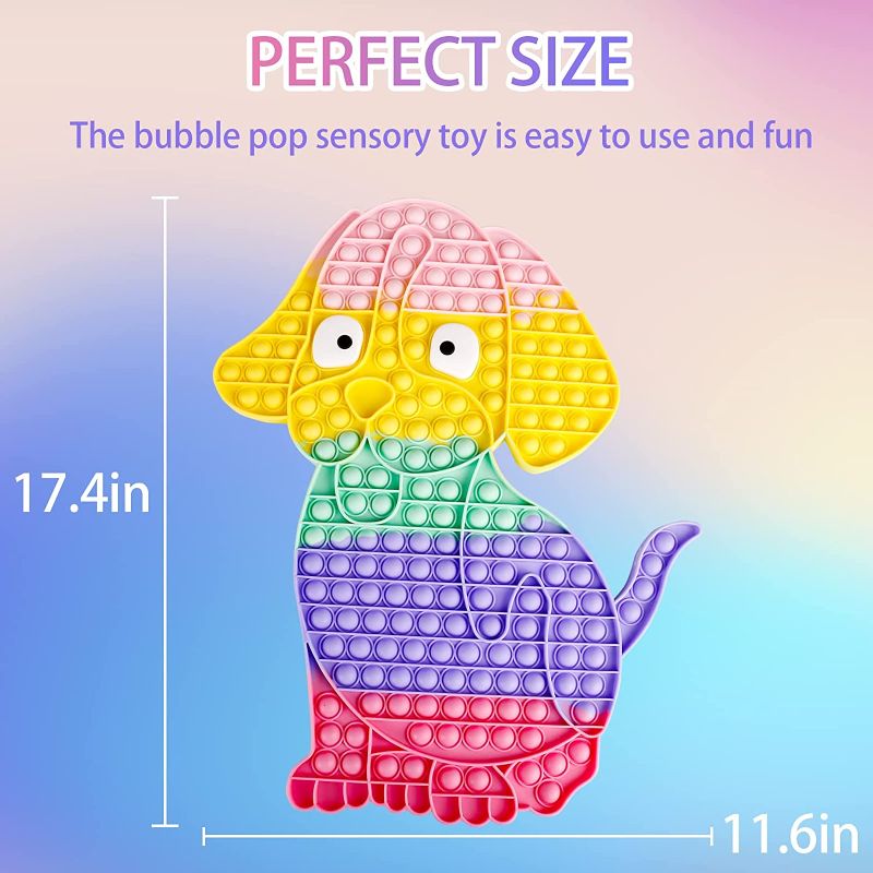 Photo 2 of UimoKi Biggest Jumbo Huge Pop Pops Poppers It Sensory Bubble Cute Toy, Super Big Extra Giant Really Large Popping, 200 400 1000 XL Gigantic Push Popit Popet Fidgets Toys Gifts Dog Rainbow
