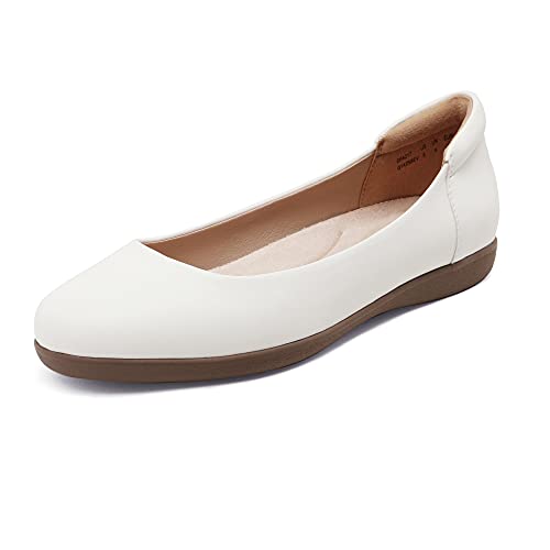 Photo 1 of DREAM PAIRS Women’s Dfa217 Round Toe Comfortable Ballet Dress Work Flats Shoes, Size 9, White
