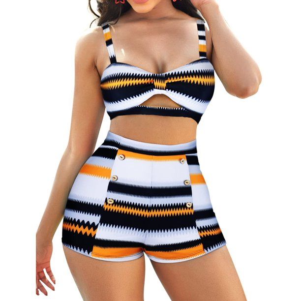 Photo 1 of  B2prity High Waisted Swimsuit for Women, Two Piece Bathing Suit Bikini Set XL