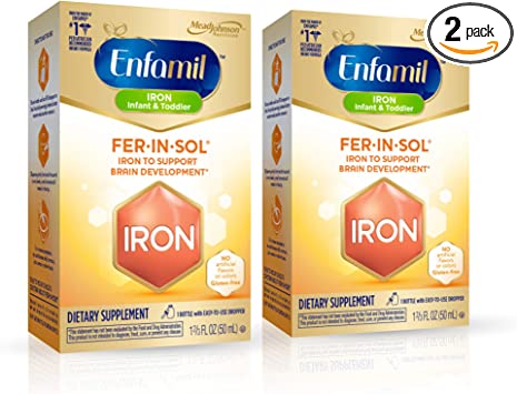 Photo 1 of Enfamil Fer-In-Sol Iron Supplement Drops for Infants & Toddlers, Supports Brain Development, 50 mL Dropper Bottle, Pack of 2 **BEST BY:02/01/2023**
