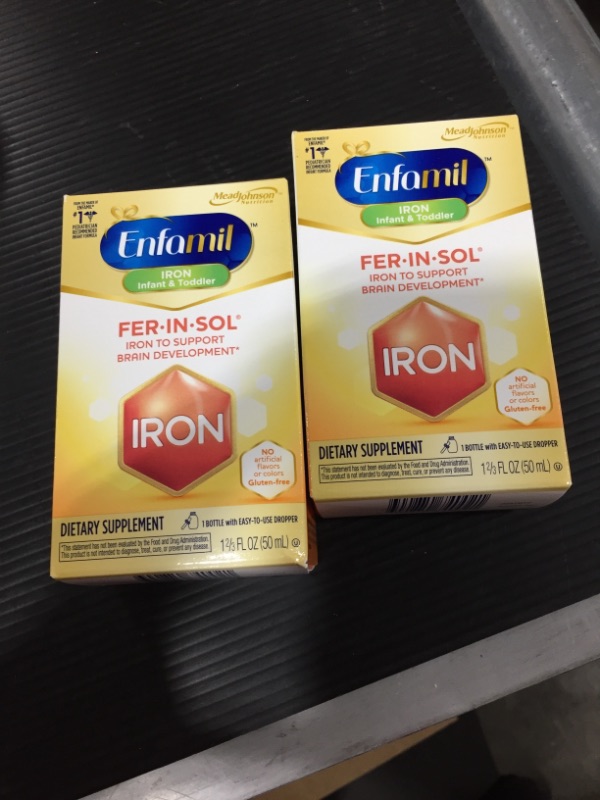 Photo 2 of Enfamil Fer-In-Sol Iron Supplement Drops for Infants & Toddlers, Supports Brain Development, 50 mL Dropper Bottle, Pack of 2 **BEST BY:02/01/2023**
