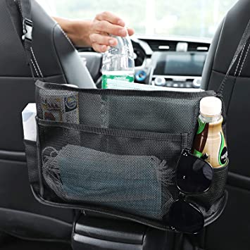 Photo 1 of Bundle of 2!! Car Net Pocket Handbag Holder?Car Net Pocket Handbag Holder Between Seats,Black Car Purse Holder between Seats Front, Large Capacity Car Net Bag Barrier of Back Seat Dog Kids Helps To Safe Driving
