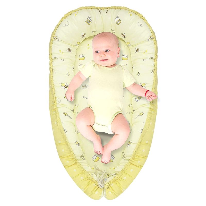 Photo 1 of Baby Lounger Nest for Co Sleeping, Ultra Soft and Breathable, Portable Adjustable Newborn Lounger for Crib Bassinet, Perfect for Traveling and Napping, Ideal for Newborn Shower Gift (Bee)