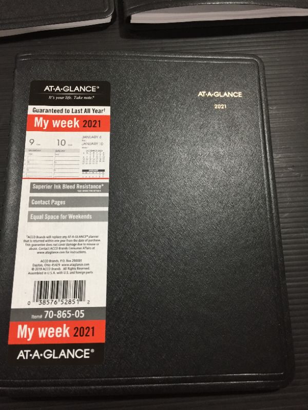 Photo 2 of AT-A-GLANCE Weekly/Hourly Appointment Book Ruled, 8.75" x 7", Black, 2021 9 Pack