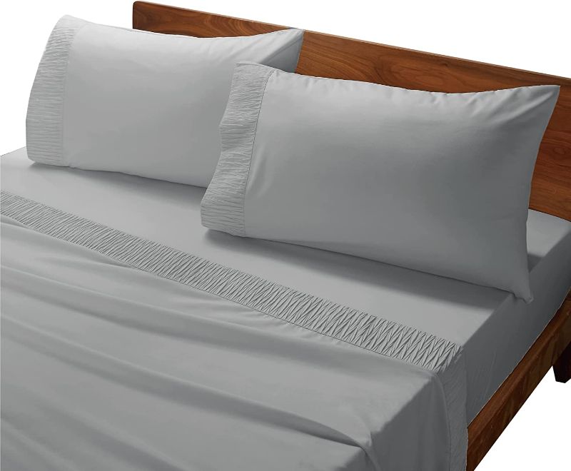 Photo 1 of Bedsure Bed Sheets Queen Light Grey - Soft 1800 Sheets for Queen Size Bed, 4 Pieces Bedding Sheets & Pillowcases