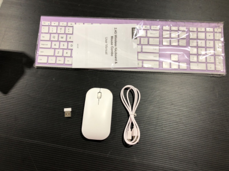 Photo 1 of Jelly Comb Wireless Keyboard and Mouse Comb, 2.4G ultra Slim Full Size ?Wireless Keyboard with Mouse, Nano USB Receiver -Light Purple