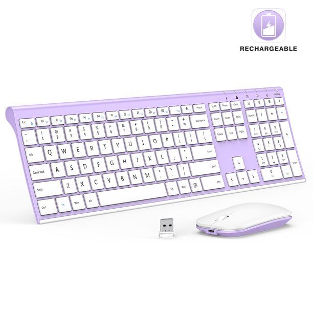 Photo 1 of Jelly Comb Wireless Keyboard and Mouse Comb, 2.4G ultra Slim Full Size ?Wireless Keyboard with Mouse, Nano USB Receiver -Light Purple